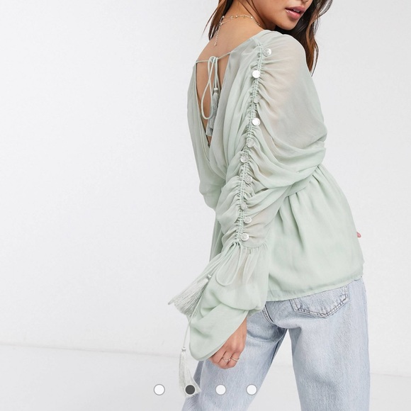 Asos sheer top with ruched sleeve - Picture 5 of 5